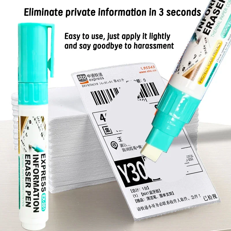 

4/1pcs Open Box Portable Durable Thermal Paper Data Identity Protection Privacy ID Information Erasing Erasing Pen