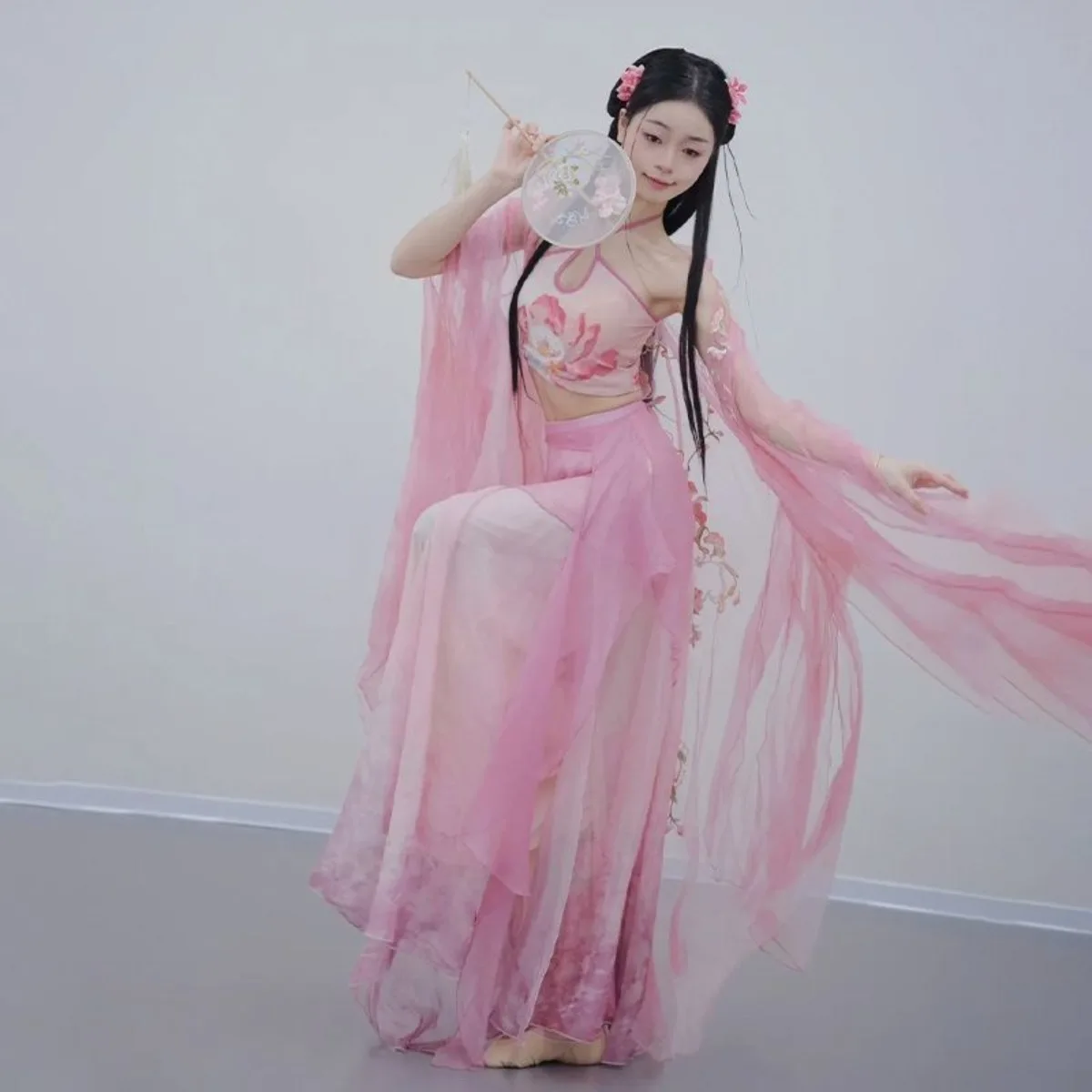 Celestial Embroidered Dance Set 2026 - Flowy Cape & Dramatic Circle Skirt, Chinese Classical Stage Performance Gown