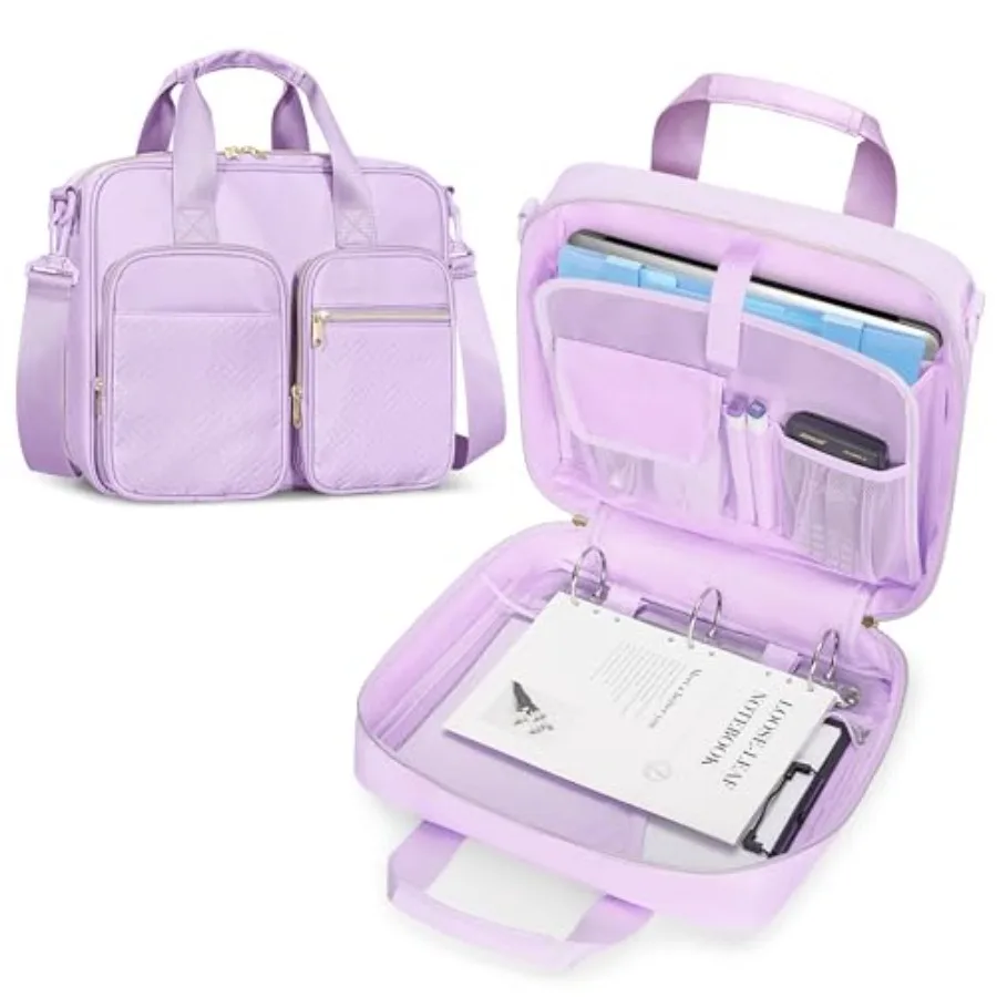 

Папка-органайзер на 3 кольцах с молнией, 2-дюймовые кольца, с плечевым ремнем, для ноутбука 13 дюймов и 500 листов, только пустая сумка-папка