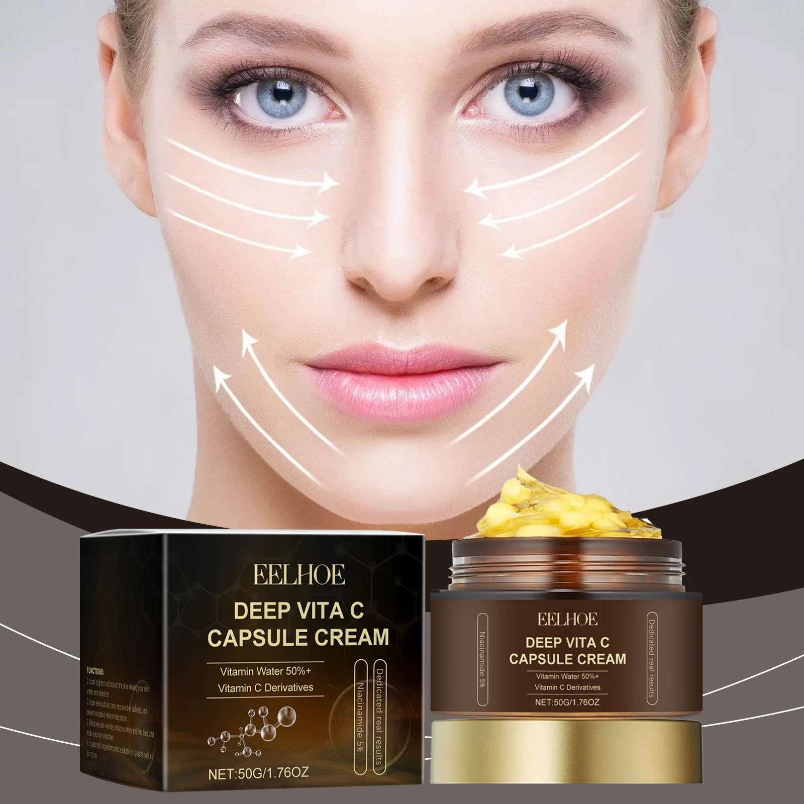 

Капсульный крем с витамином С для удаления пигментации лица, увлажнение кожи, увлажнение, осветление, ровный тон кожи, укрепляющий крем для лица