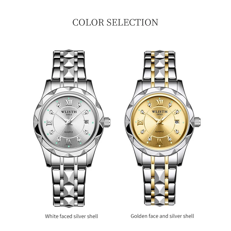 Relojes elegantes de lujo para mujer, reloj de pulsera pequeño de cuarzo, luminoso, resistente al agua, con fecha, reloj de pulsera de acero inoxidable para mujer