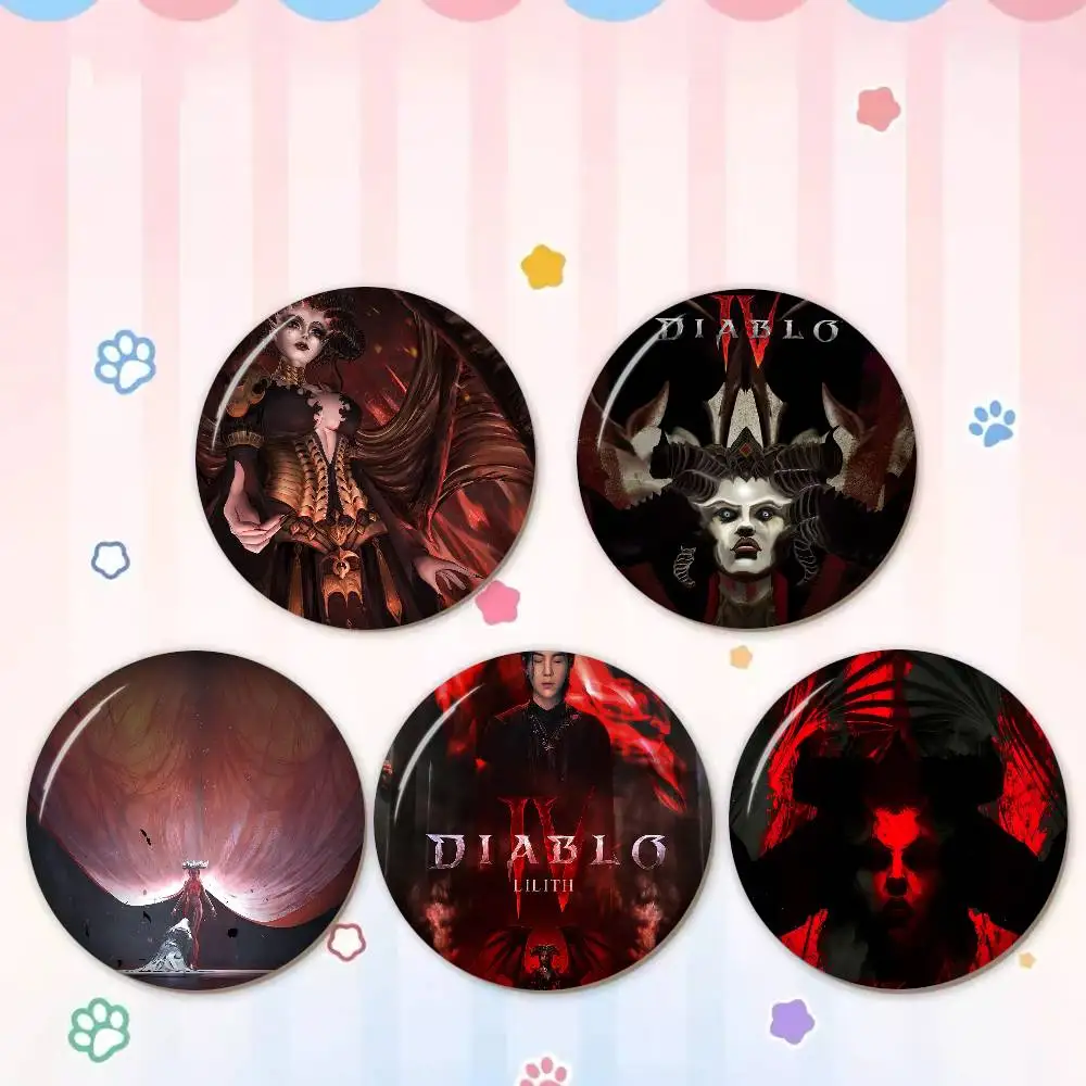 RPG Game Diablo 4 58mm Cute Series Pins Funny Badge Interesting Cartoon Animals Brooches Backpack Clothes Gift Accessory