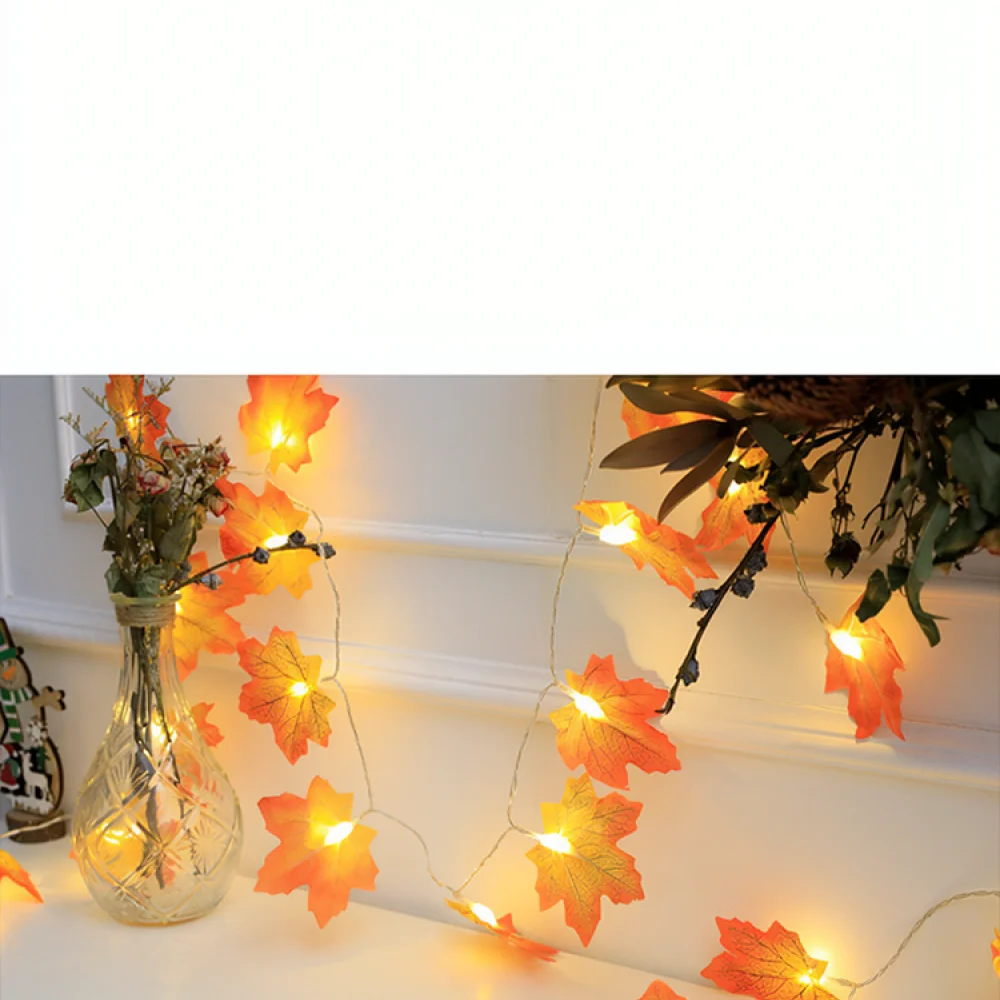 Autumn Maple Leaves Fairy Light String Decorative Lamp For Thanksgiving Party Garden Home Indoor Outdoor Wall Decor