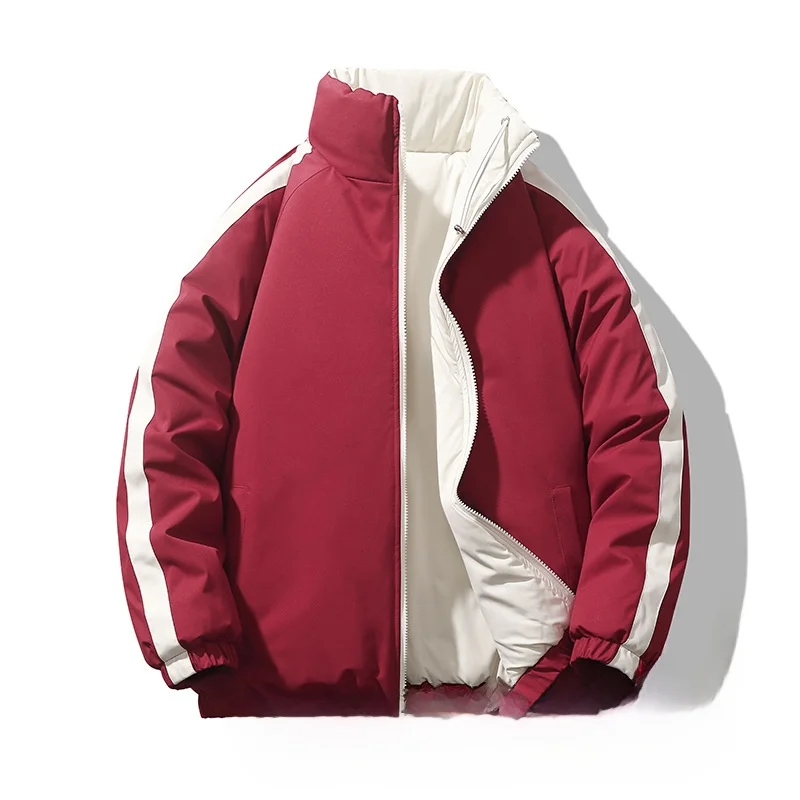 

Double-Sided Wear Cotton Jaet Men's Loose Fit Bread Cotton Coat Outerwear Faion Urban Sle Polyester Fiber