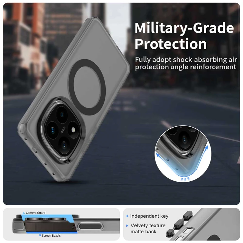 Wireless Charging Case For Xiaomi Redmi Note 14 Pro Case Magnetic Luxury Frosted Silicone Protector Redmi Note 14 Pro Plus Case