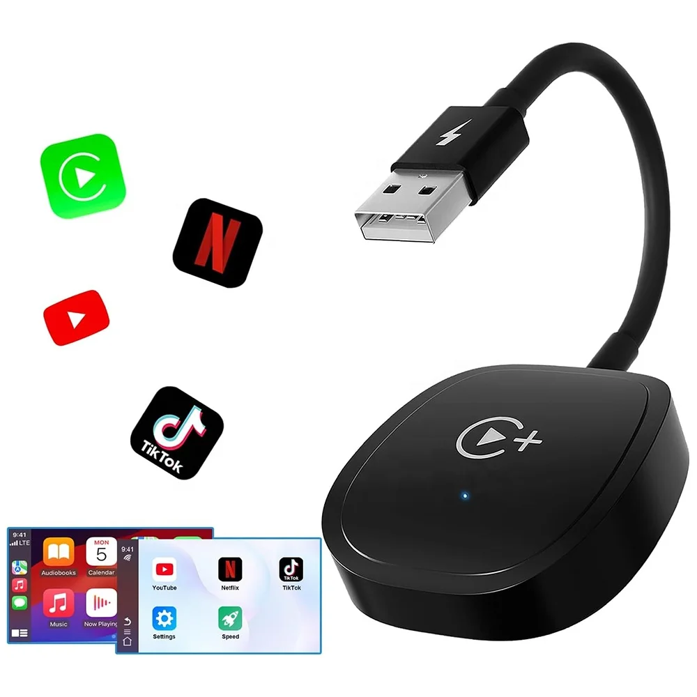 

Carplay Wireless Adapter Youtube Netflix Tiktok APP Player Wireless Apple Carplay Video Dongle Wired to Wireless CarPlay AI Box