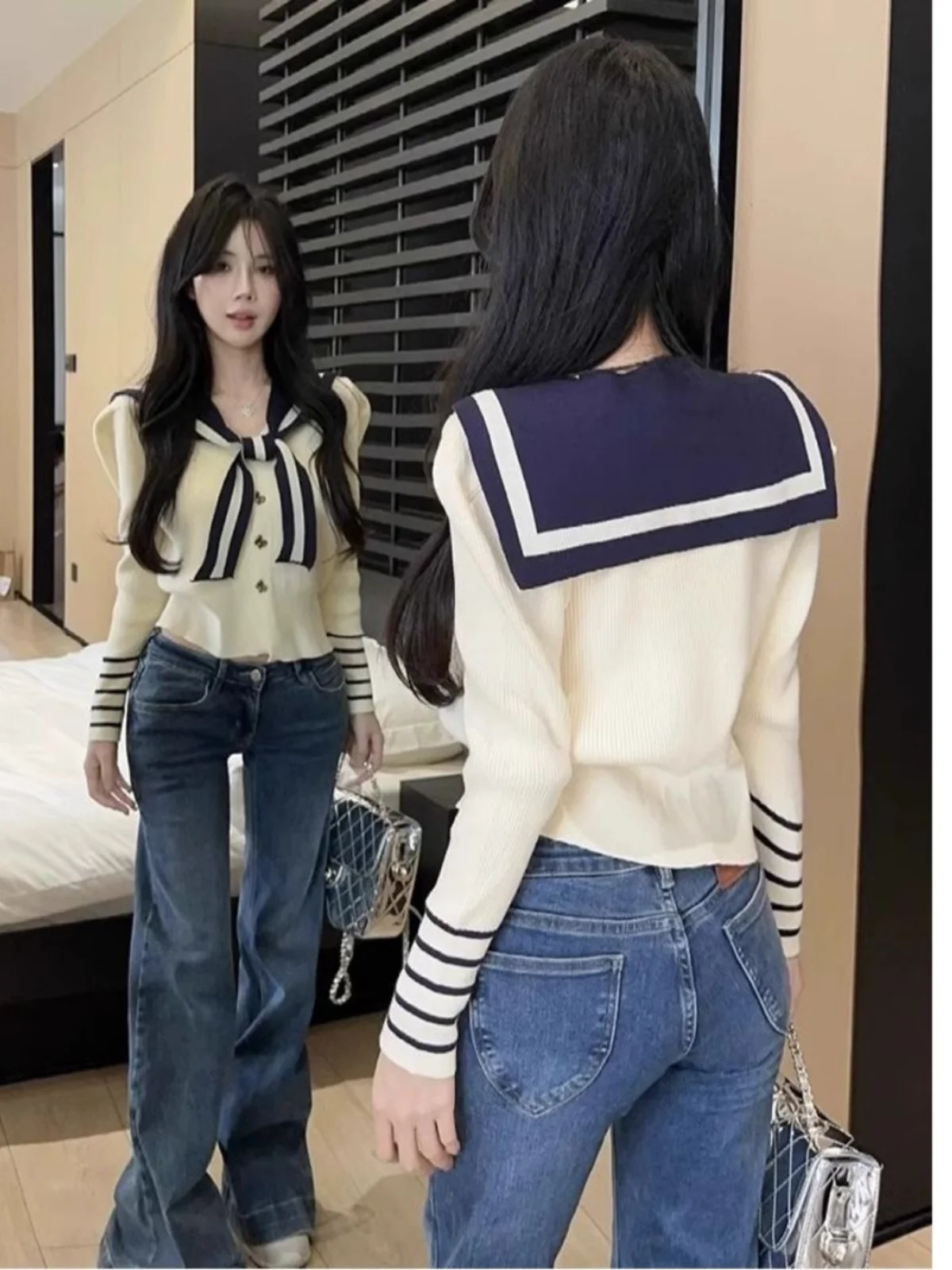 

Sweaters Jumpers Pullovers Womens Clothing Female Dot Tops Jewel Button Coffee Tassels Weekend Lazy Lounging Gem Decorative Warm