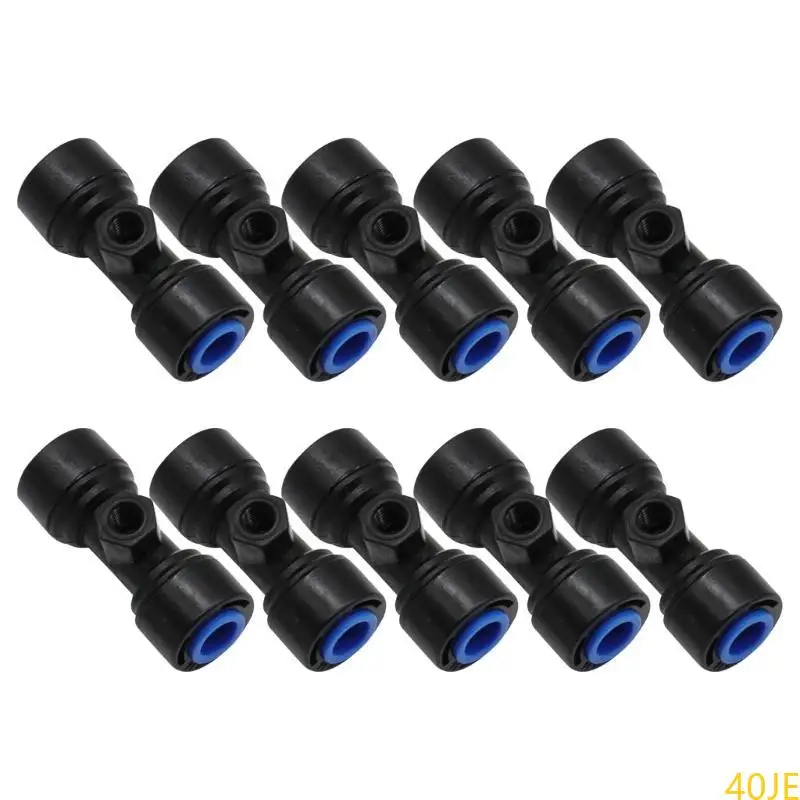 

40JE 10pcs Black Misting Nozzles Tees for Outdoor Patio Misting System 1/4 Inch Slip Lock Nozzles Connectors