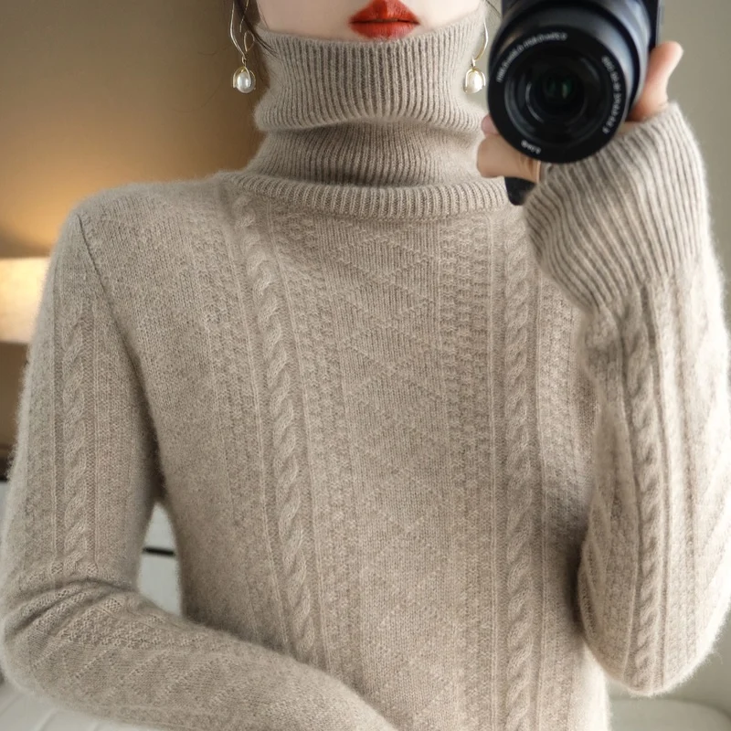 Cashmere Sweater Woman Turtleneck Pullover Autumn Winter Keep Warm Casual Knitted Soft Female Jacket  Women Sweater Loose Tops