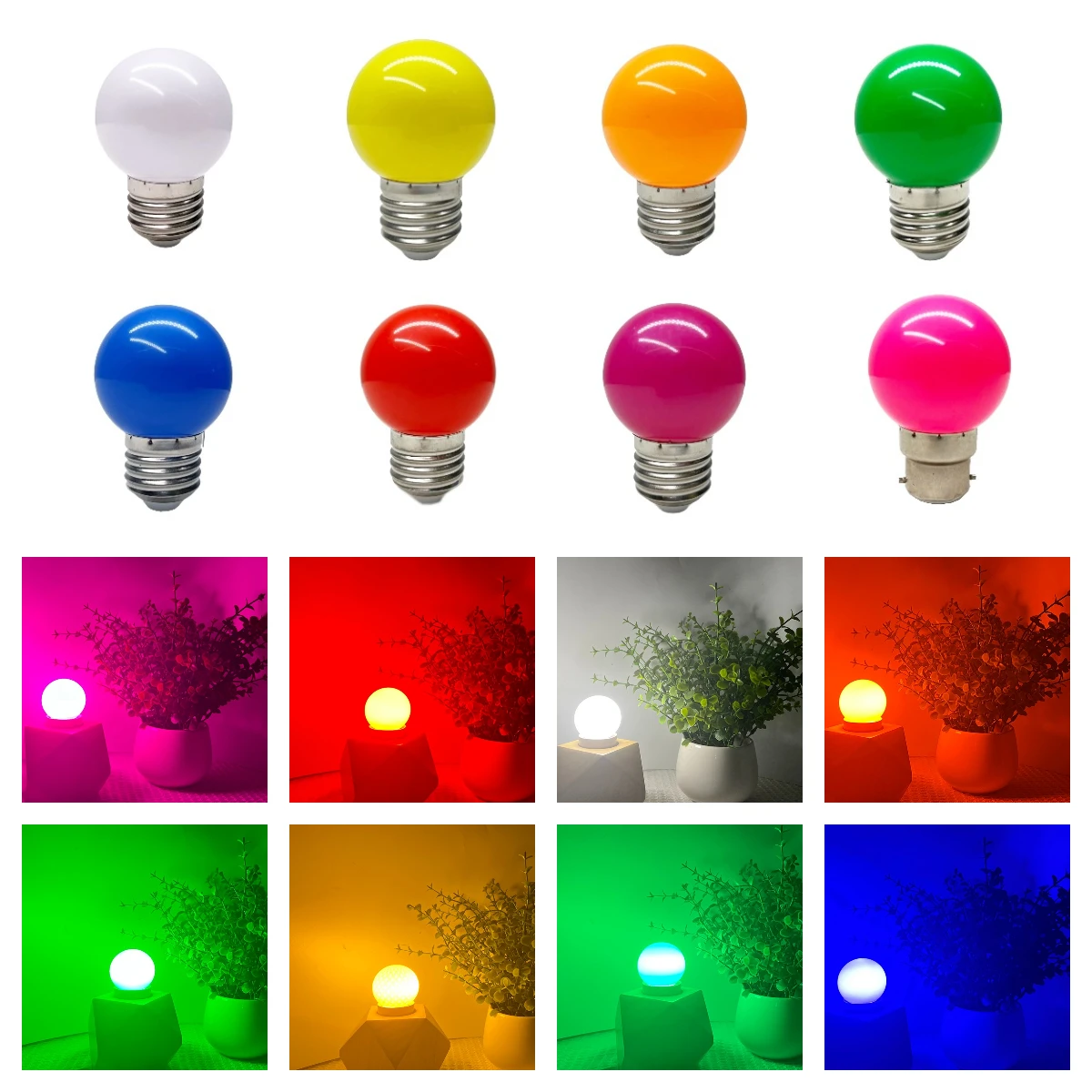 G45 Colorful LED Globe Light Bulbs E27 B22 2W 110V 220V Replace 20W Halogen Lamps For Holiday Party Festival Xmas Decoration