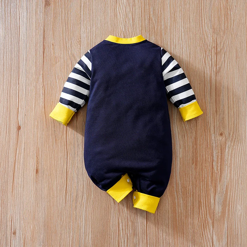 

0-18 Months Baby Jumpsuit Newborn Cartoon Casual Crawling Suit Long Sleeved V-Neck Spring And Autumn Outfit
