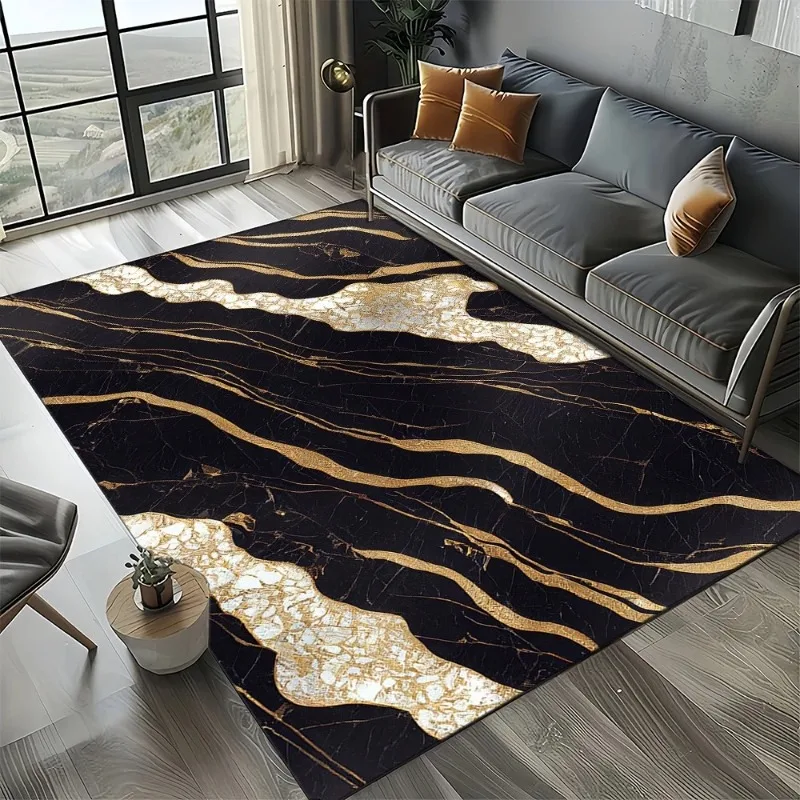 Modern Style Marble Texture Living Room Bedroom Anti Slip Quick Drying Washable Lounge Sofa Area Rug Big Size Coffee Tables Mat