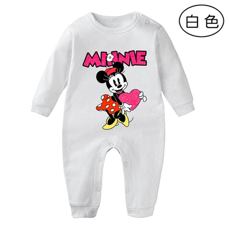 Baby Girls Rompers Cartoon Disney Minnie Mouse Newborn Baby Clothes Toddler Infant Cotton Clothes For Kids Boys Outfits Tops Red