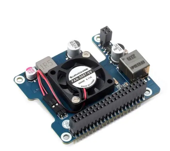 

Power Over Ethernet HAT (F) For Raspberry Pi 5, High Power, Onboard Cooling Fan, With Metal Heatsink, Supports 802.3af/at networ