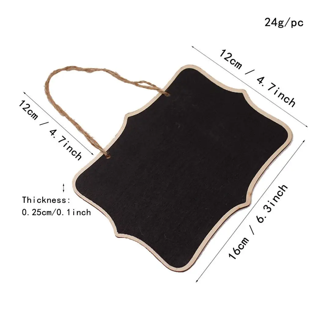 4Pcs Double Sided Mini Wooden Hanging Blackboard Message Chalkboard Tags