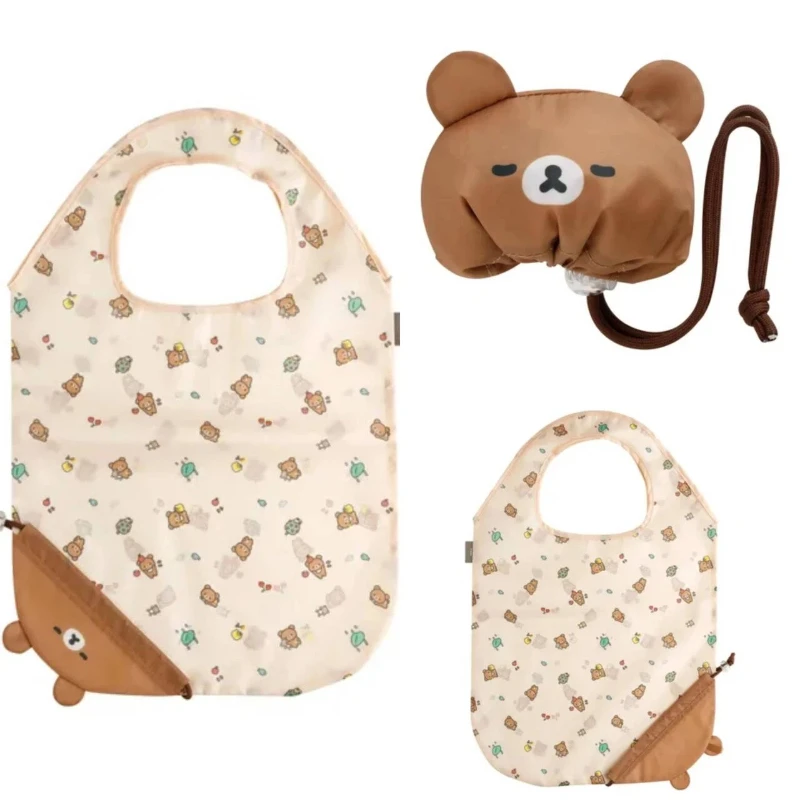 

San-X Foldable Shopping Bag Rilakkuma Sumikko Gurashi Cartoon Drawstring Shoulder Eco Friendly Storage For Daily Grocery Travel