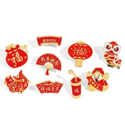 Lantern Candle Brooch Pins Red Enamel Brooches Badge Pin For Christmas New Year Celebration Jewelry Accessory Women Gift