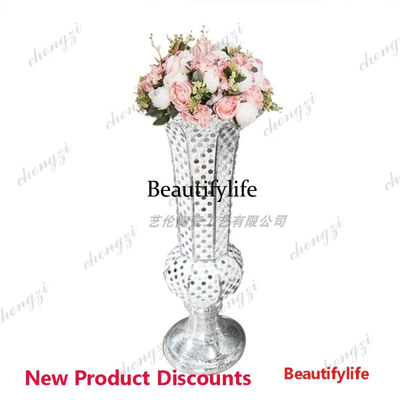 03 sticker pearl diamond floor-to-ceiling living room decorative vase flower insert fiberglass flower ware home decoration