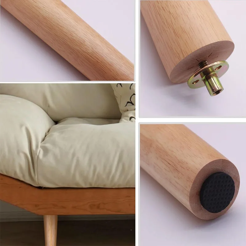 4pcs Wooden Furniture Legs Tapered Sofa Legs Replacement Furniture Feet with Mounting Plate Screws Couch and Chair Sofa Legs