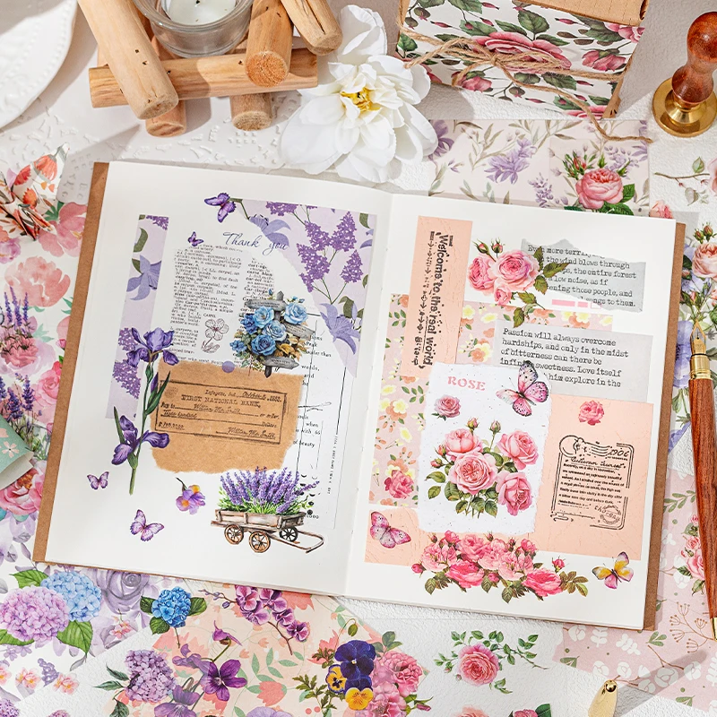 50 Sheets PET Die cut Stickers book Plants Flowers Decorative handmade Craft Material Diary Album Scrapbooking Supplies