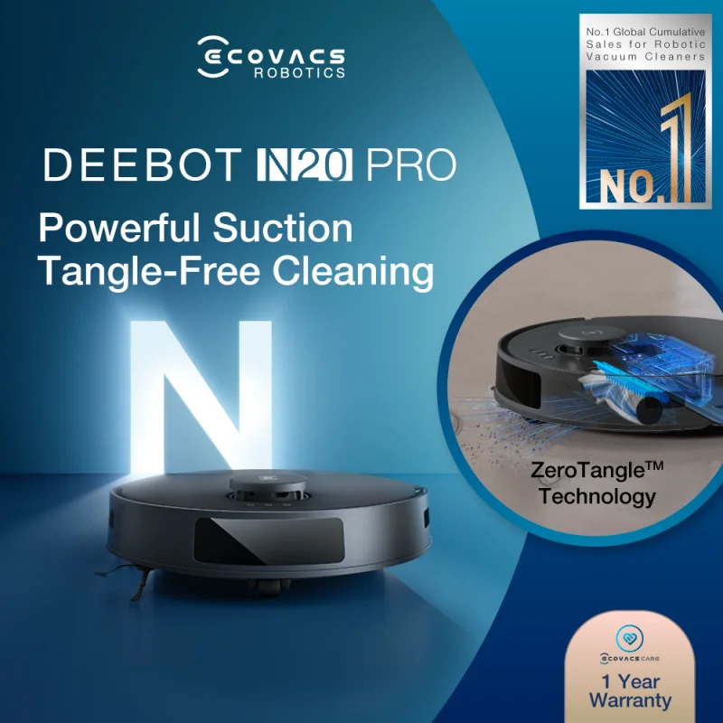 [2024 NEW] ECOVACS DEEBOT N20 Pro Robot Vacuum Cleaner  | 8000Pa Suction | ZeroTangle™| OZMO Pro 2.0 Mopping