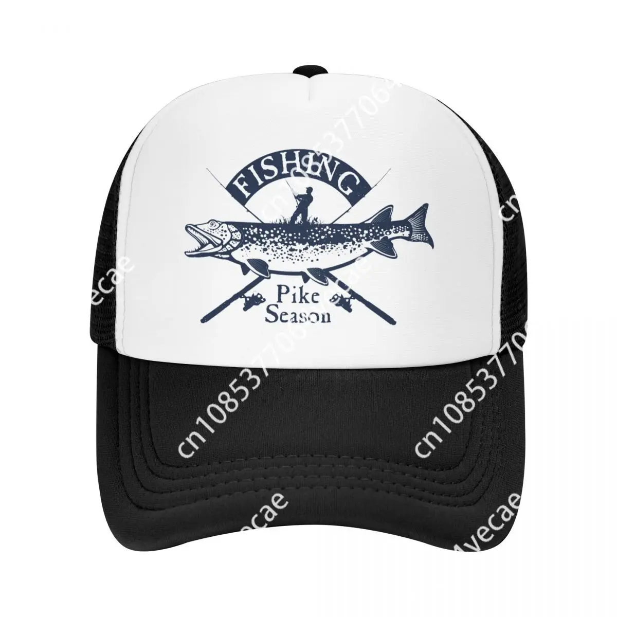 

Punk Unisex Pike Fishing Trucker Hat Adult Fisherman Fish Adjustable Baseball Cap Women Men Outdoor