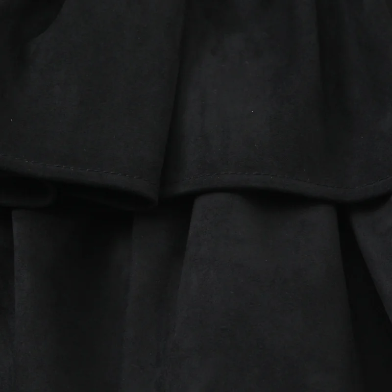 Outono o pescoço sem mangas em camadas decoração vestido feminino volta zíper efeito camurça vestido curto feminino casual praia feriados wear