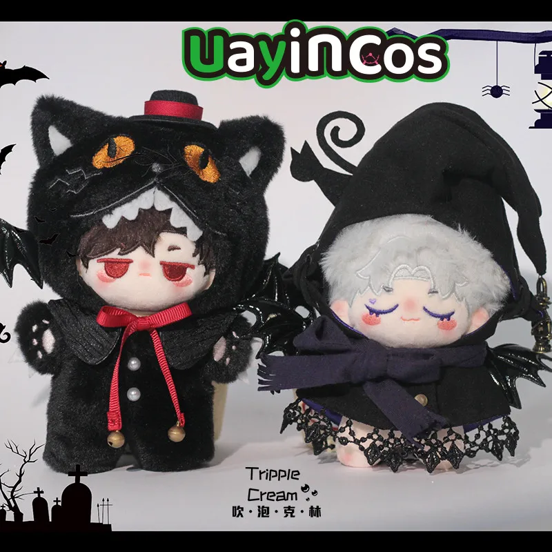 10cm Doll Clothes Witch Black Cat Cloak Clothes Suit Stuffed Plushies Plush Doll Accessories Anime Toy For Kids  Halloween Gifts