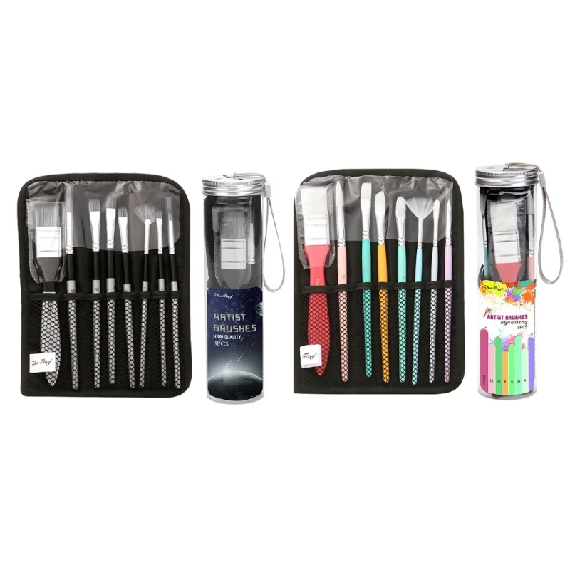 

Paint Brushes Set Round and Flat Tips Paintbrushes for Artists, Students