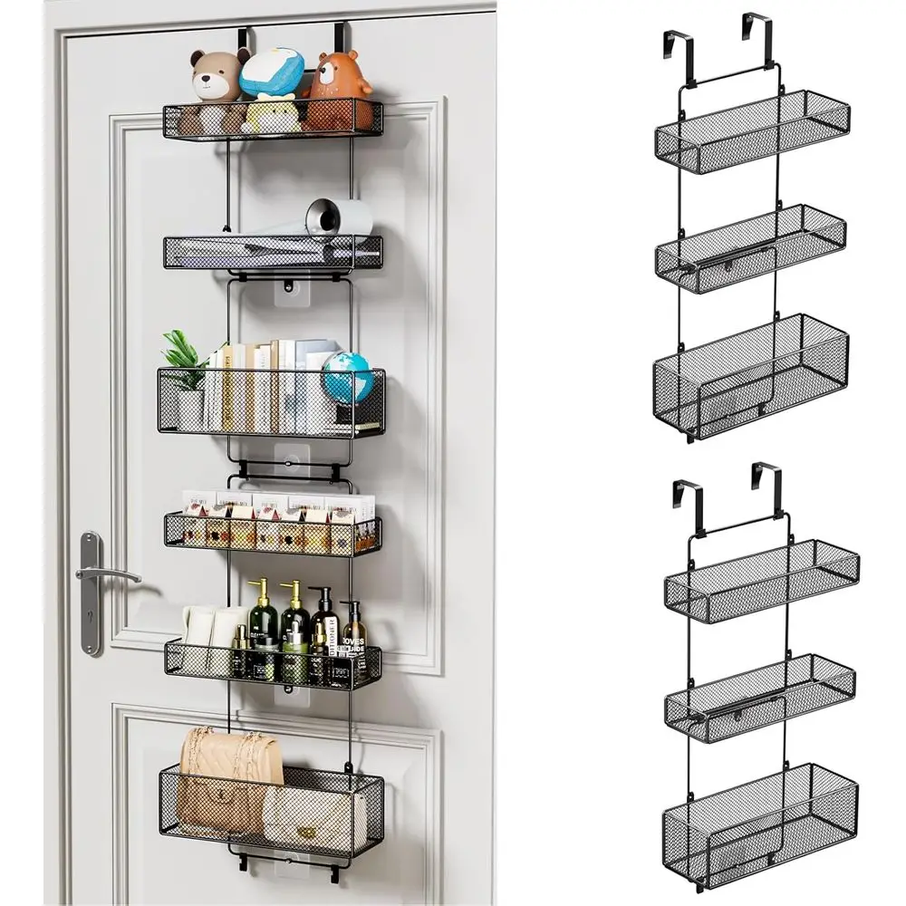 

Over Door Organizer Storage - Separable Door Organizer Hanging with 6 Metal Large Capacity Baskets for Bathroom Bedroom Kitchen