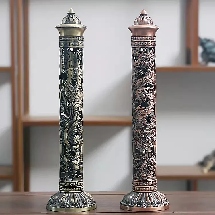 Longfeng Chengxiang línea quemador de incienso enchufe quemador de incienso de cobre para el hogar quemador de incienso chino decoración