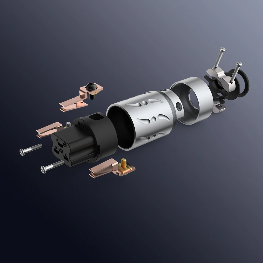 فيبورغ x1PCS سبائك الألومنيوم 99.99% VF521 النحاس النقي 20A أنثى IEC موصل HIFI التيار المتناوب قابس الطاقة