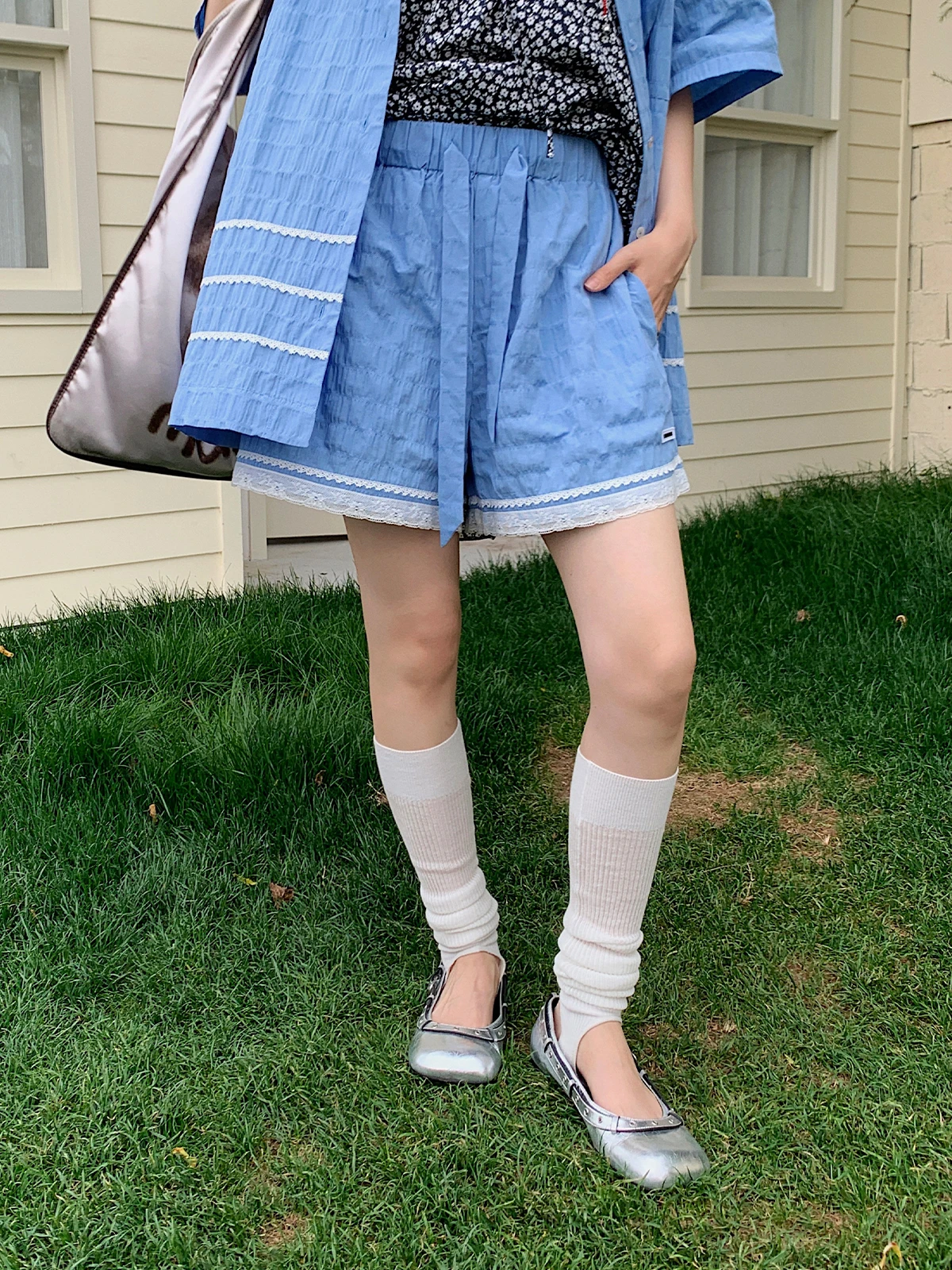 

Брюки Brand Spring Summer с кружевными вставками, высокой талией, прямым кроем, простые, из смесового полиэстера, хлопка и спандекса