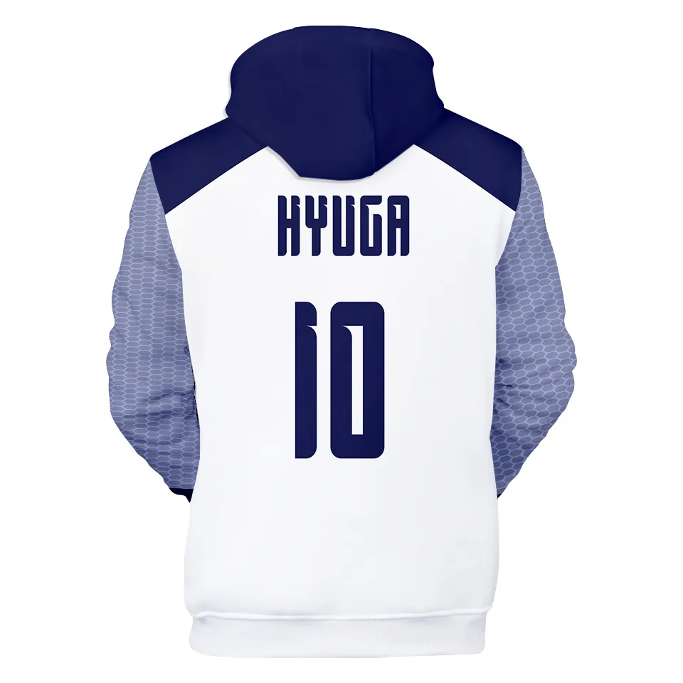 3D Print Anime Captain Tsubasa Ozora Tsubasa Kojiro Hyuga Costume Unisex Hoodie Zipper Hooded Jacket Soccer Jerseys Uniform
