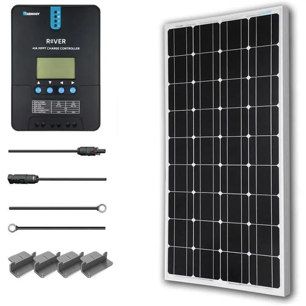 100W 12V Monocrystalline Solar Starter Kit 40A MPPT Charge Controller High Efficiency Power Tracking Expandable System