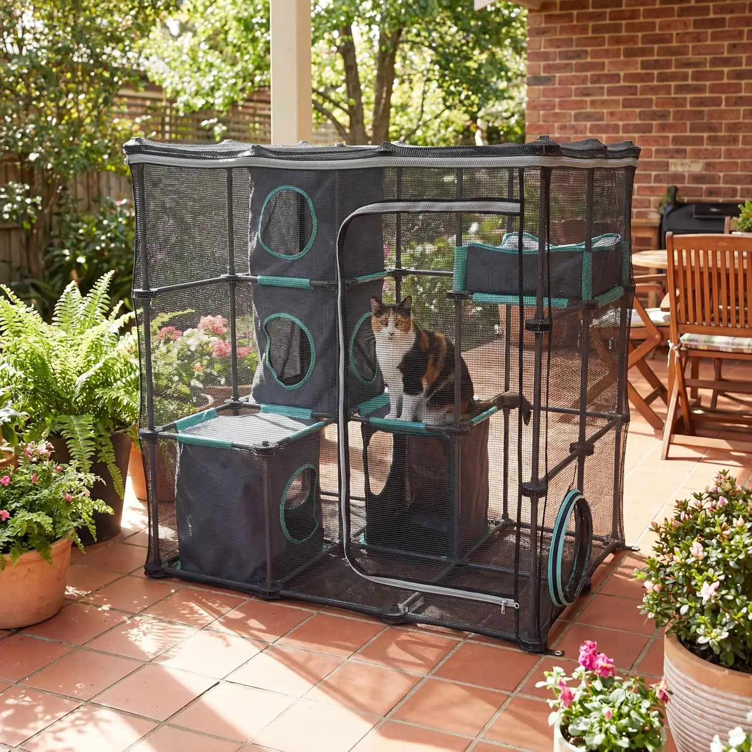 Kitty City Outdoor Catio Furniture & Play Kits for Cats - Outdoor Mega Kit, Exterior Cat Enclosure & Playpen, Catio for Enclosed Outside or Indoor Exploring, Kitten Exercise Pen or Kennel, Kitty Tent