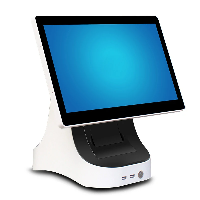Aluminum Metal Stand Cashier Register POS Machine 15'' Inch POS Touch Screen All in One Monitor