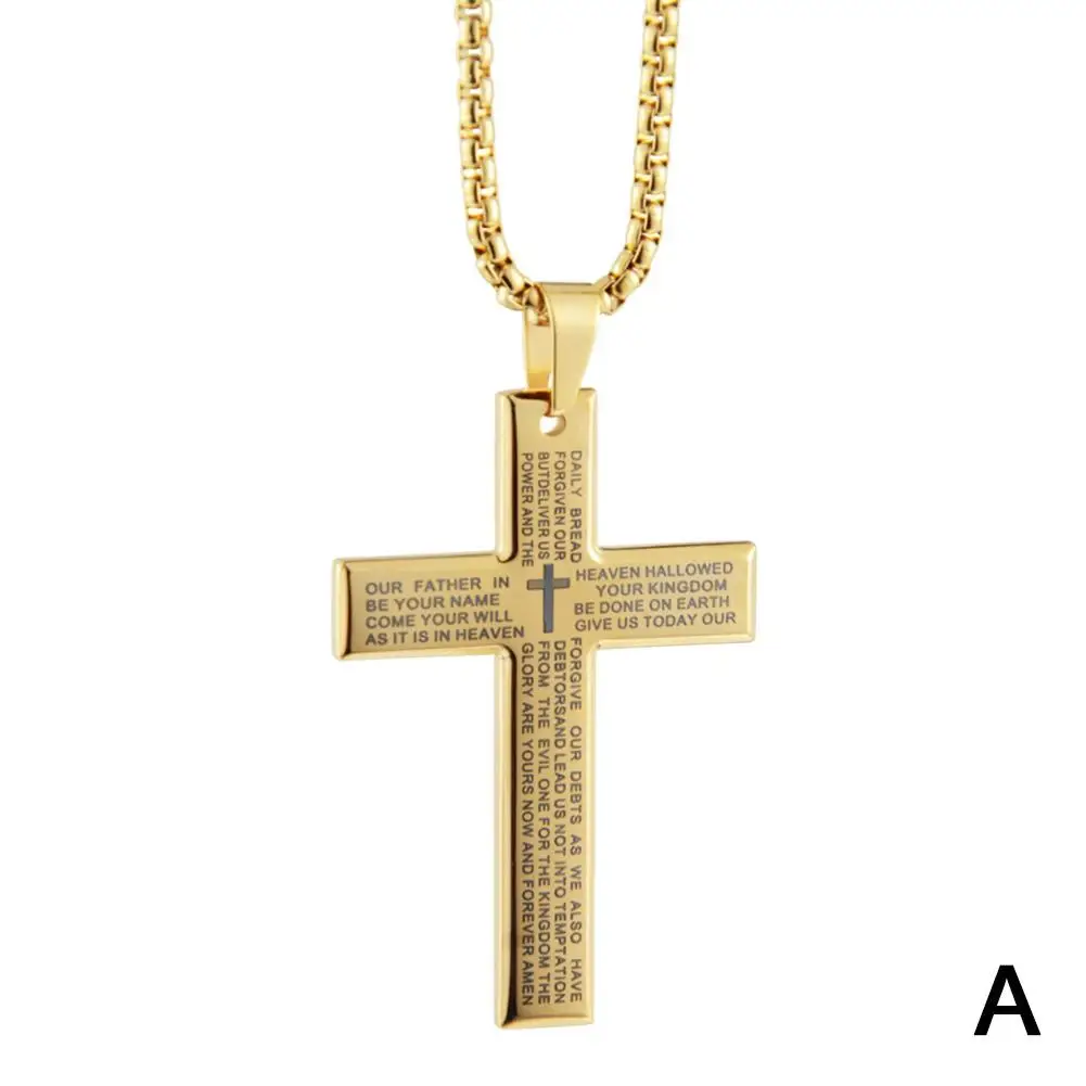1/3 stücke Christian Bibel Kreuz Kette Halskette Stahl Großen Anhänger Halskette männer Religiöse Gebet Schmuck Corrente Masculina 2026 – Detail 4