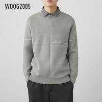 2-Piece Faux Fur Men Shirt Thickened Knitted Sleeve Neck Autumn Winter Style Breathable High-Quality Gray Black