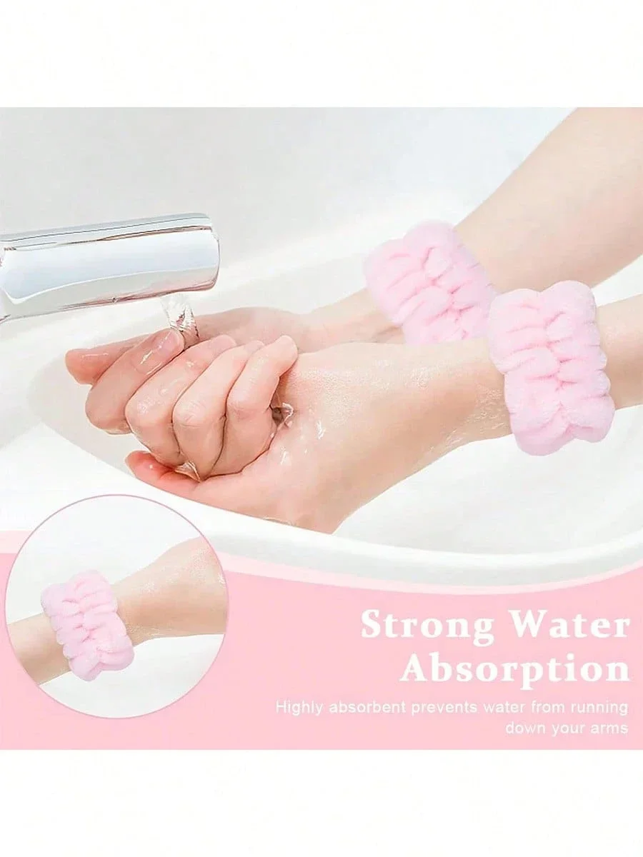 

3-Piece Microfiber Spa Headband And Wristbands Set For Face Washing Makeup Skincare