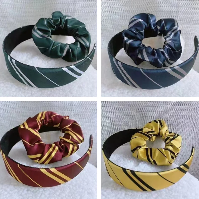 Twill Headwear Wizard Magic Headband School Slytherin Striped Head Wear Cosplay Hair Rope Accessories Scrunchie Props Halloween