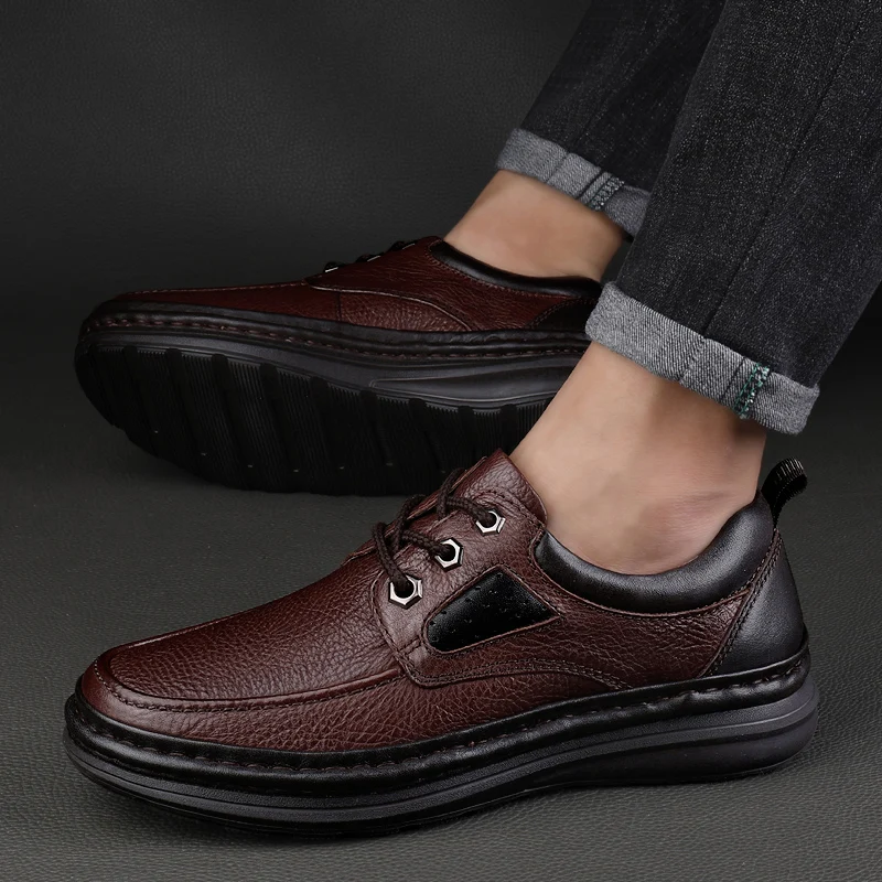 Men Genuine Leather Shoes Business Formal Shoes 100% Cowhide Breathable Sneaker 2023 New leather sneakers