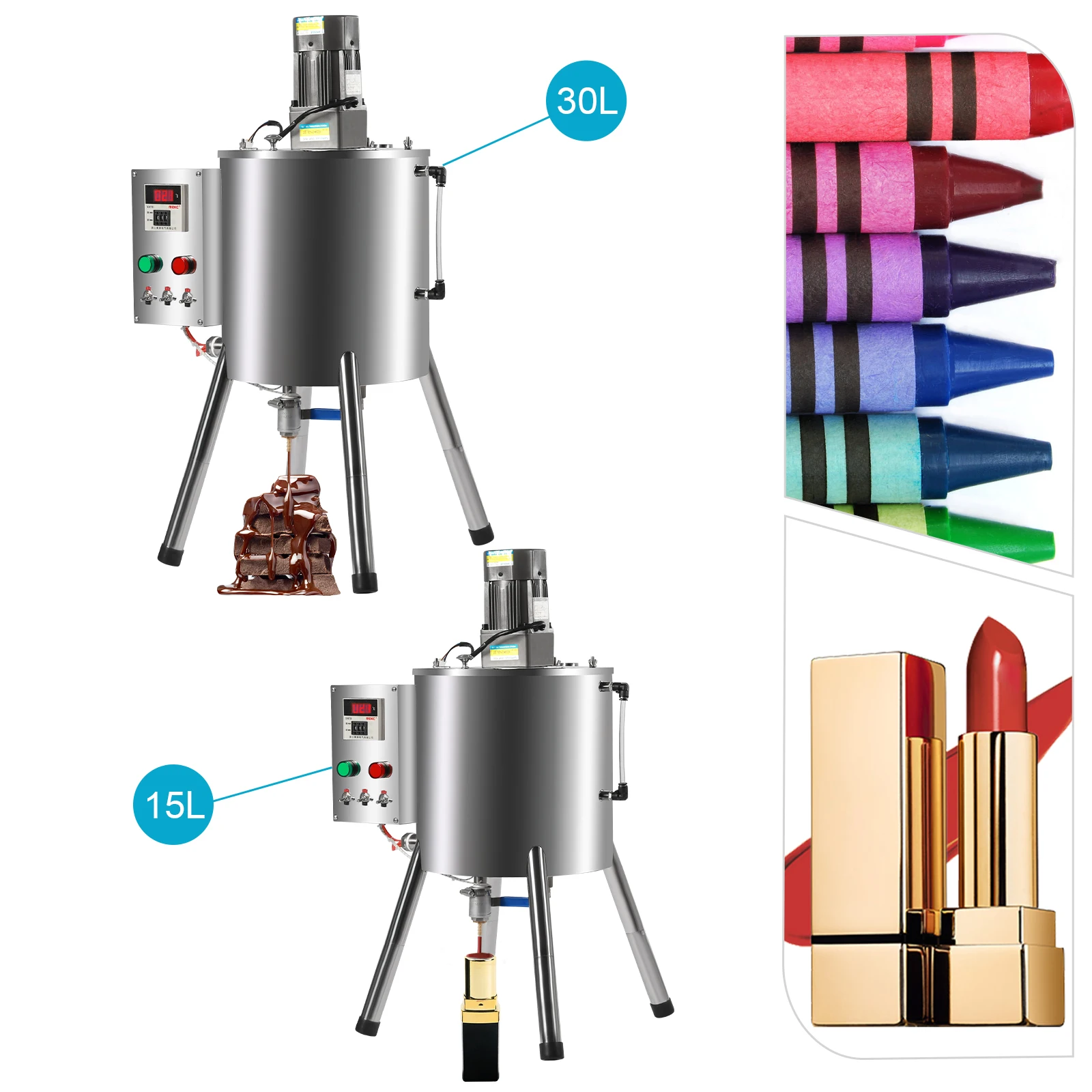 15L/30L Heating Mixing Filling Machine Lipstick Paste Filler with 1.5KW Heater 60W Stirrer for Cosmetic Food Pharmaceutical