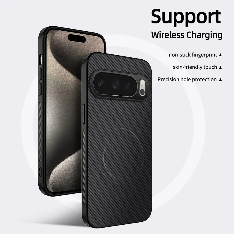 

Carbon Fiber Texture for Magsafe Phone Case for Google Pixel 10 9 Pro XL 10Pro 6 7 8 Pro 7A 8A 9A Leather Magnetic Cover N0021