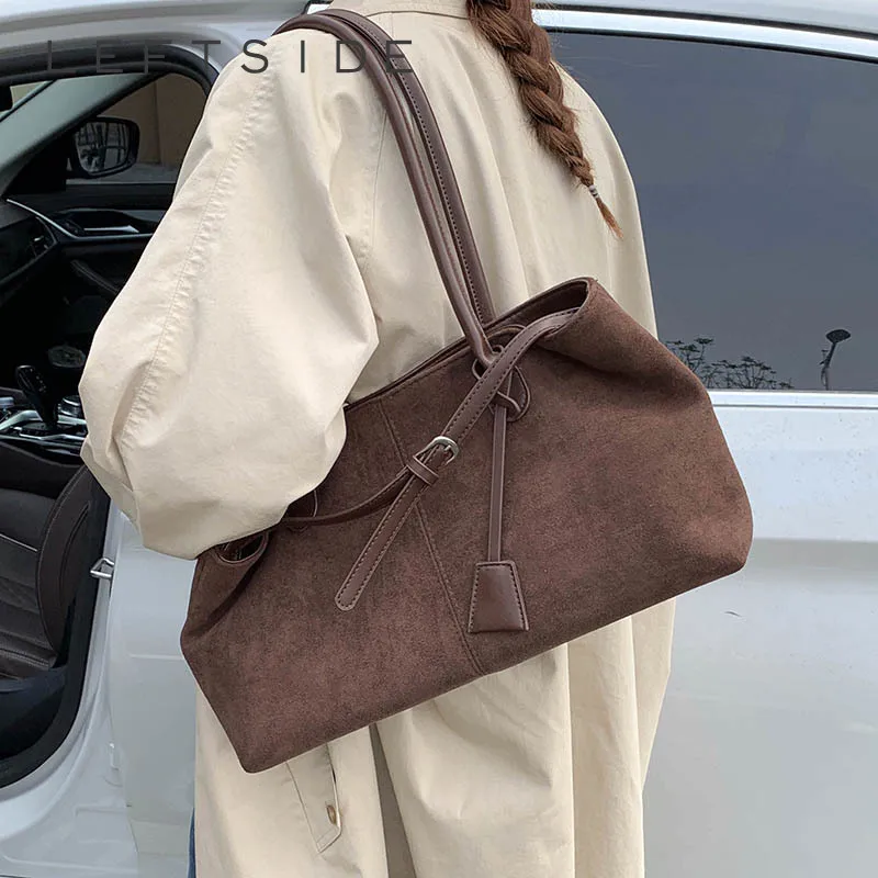 

LEFTSIDE Women's PU Leather Shoulder Bag 2025 Winter New Fashion Retro Underarm Bag Luxury Brand Designer Handbags Tote Bags