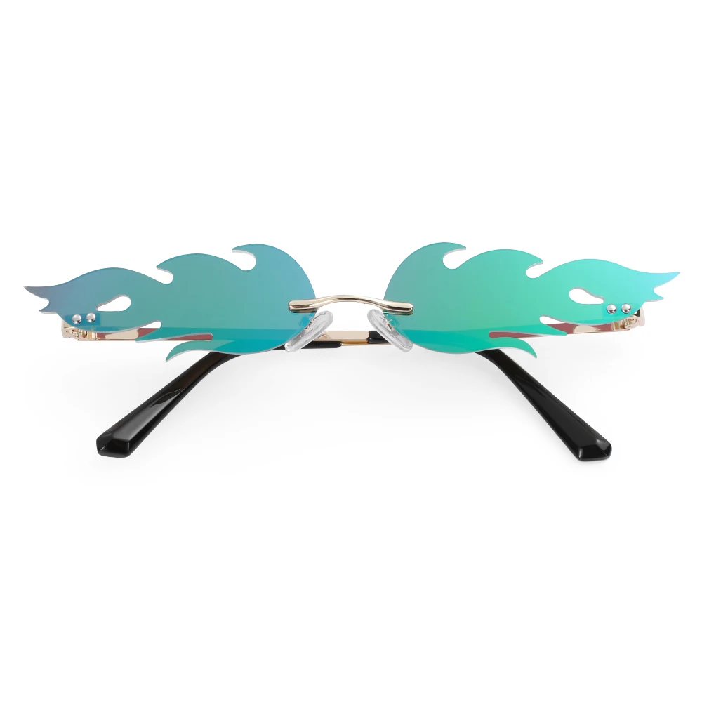 نظارات شمسية ضيقة رائجة UV 400، نظارات شمسية عصرية، نظارات شمسية مموجة بدون إطار لهب النار