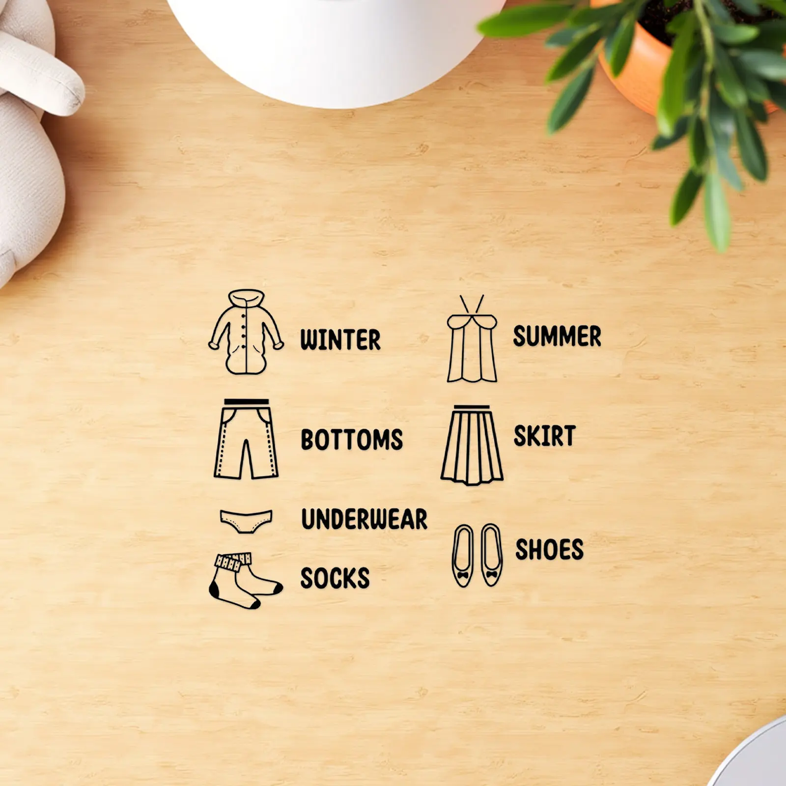 5Pcs Wardrobe Classification Stickers Kids Removable Closet Labels Self Adhesive Dresser Clothing Sort Decals Nursery Bedroom