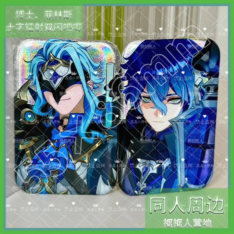 

Genshin Impact Dottore Capitano аниме косплей лазерная жесть кнопка булавка милая мультяшная брошь значок аксессуары для рюкзака