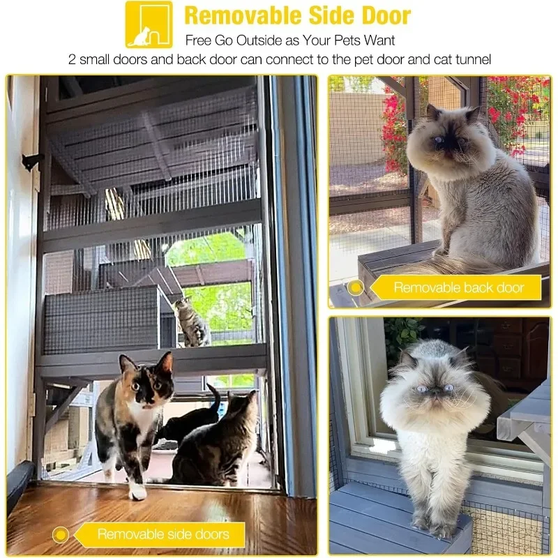 ضمان الأصالة. غلاف قطط خارجي جديد كبير للقطط المتعددة يمشي في قفص كيتي مع سقف قماش القنب 70 بوصة #4