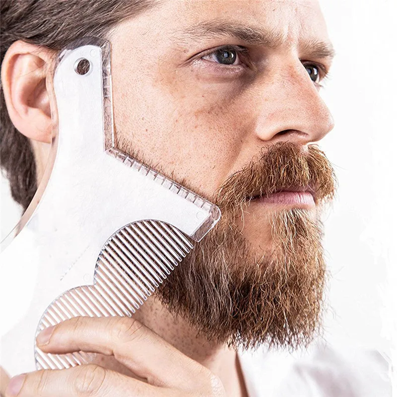 1pcs All-In-One Creative New Innovative Design Beard Shaping Tool Trimming Shaper Inbuilt Comb for Men\'s Beard Shaving Tool